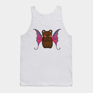 Fairy Teddy Bear with Neon Blue, Pink and Green Tie Dye Wings Tank Top